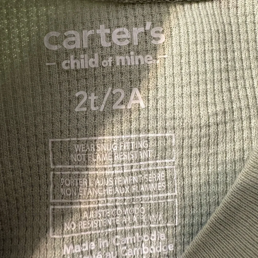 Carter's Christmas Pajamas Child of Mine Boys 2T Holiday Set 2 PC sage‎ green